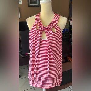 Red and White Striped Women's Top